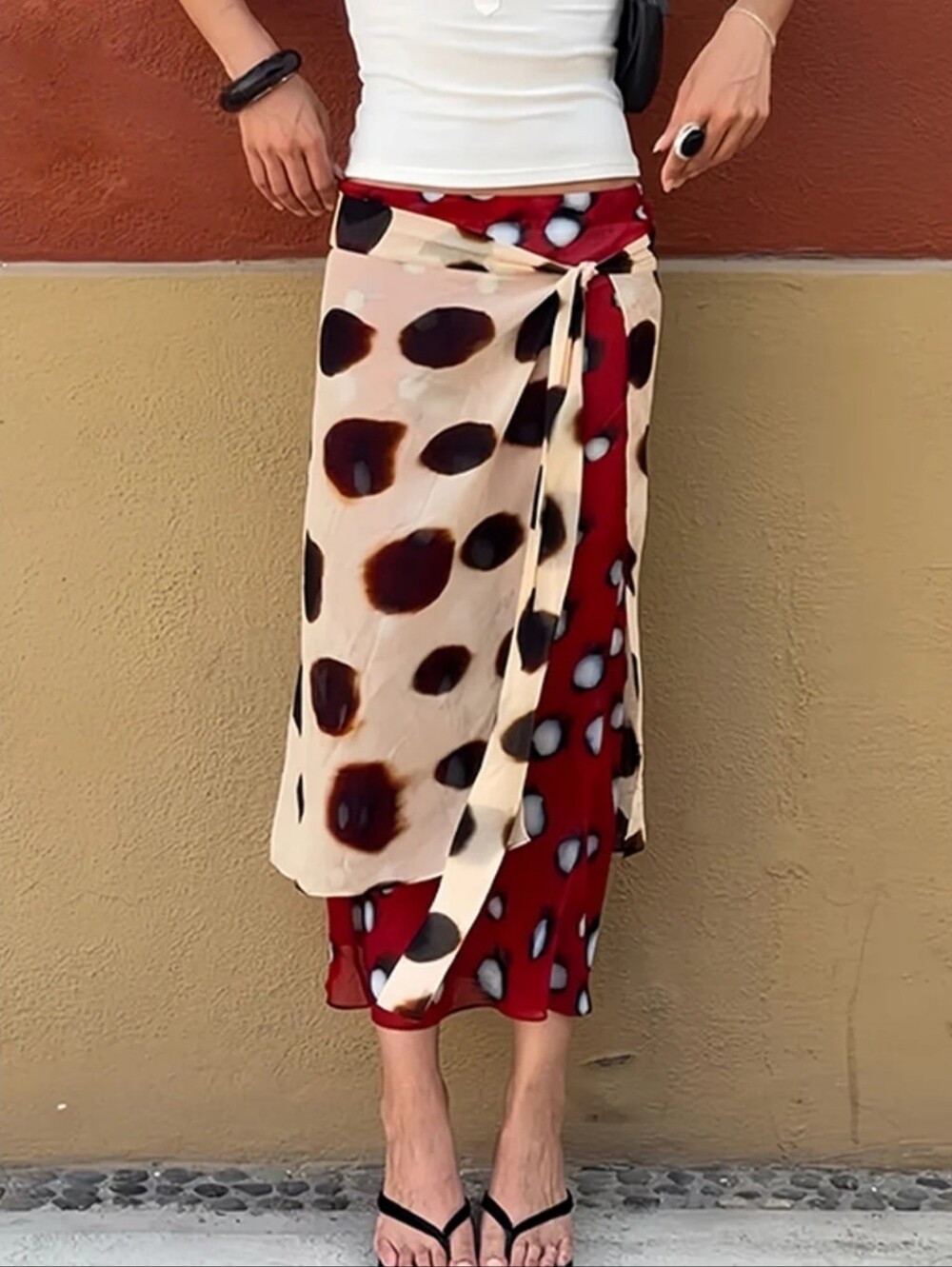 NWT Khaki Polka Dot Skirt